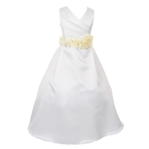Big Girls Ivory Color Choice Flower Sash Bridal Junior Bridesmaid Dress 8-16 - SophiasStyle.com